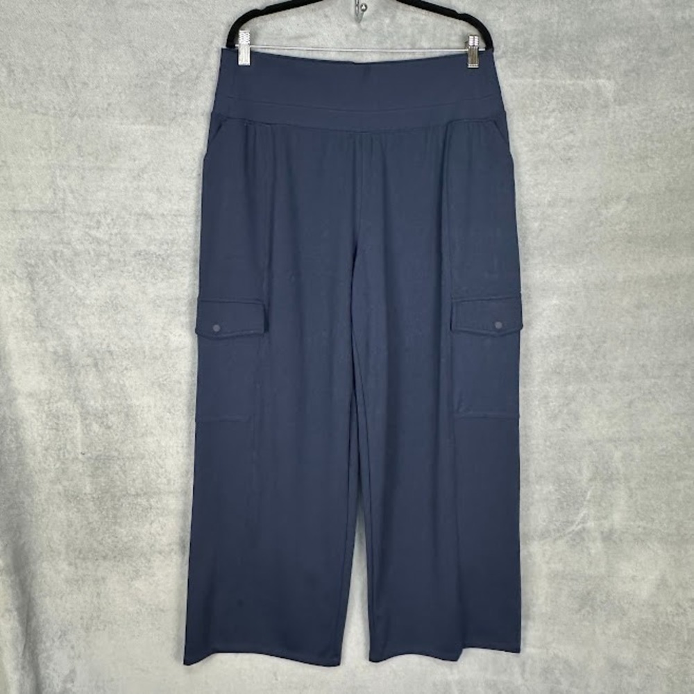 Athleta Venice High Rise Wide Leg Cargo Pants Womens Extra Large Navy Comfort
